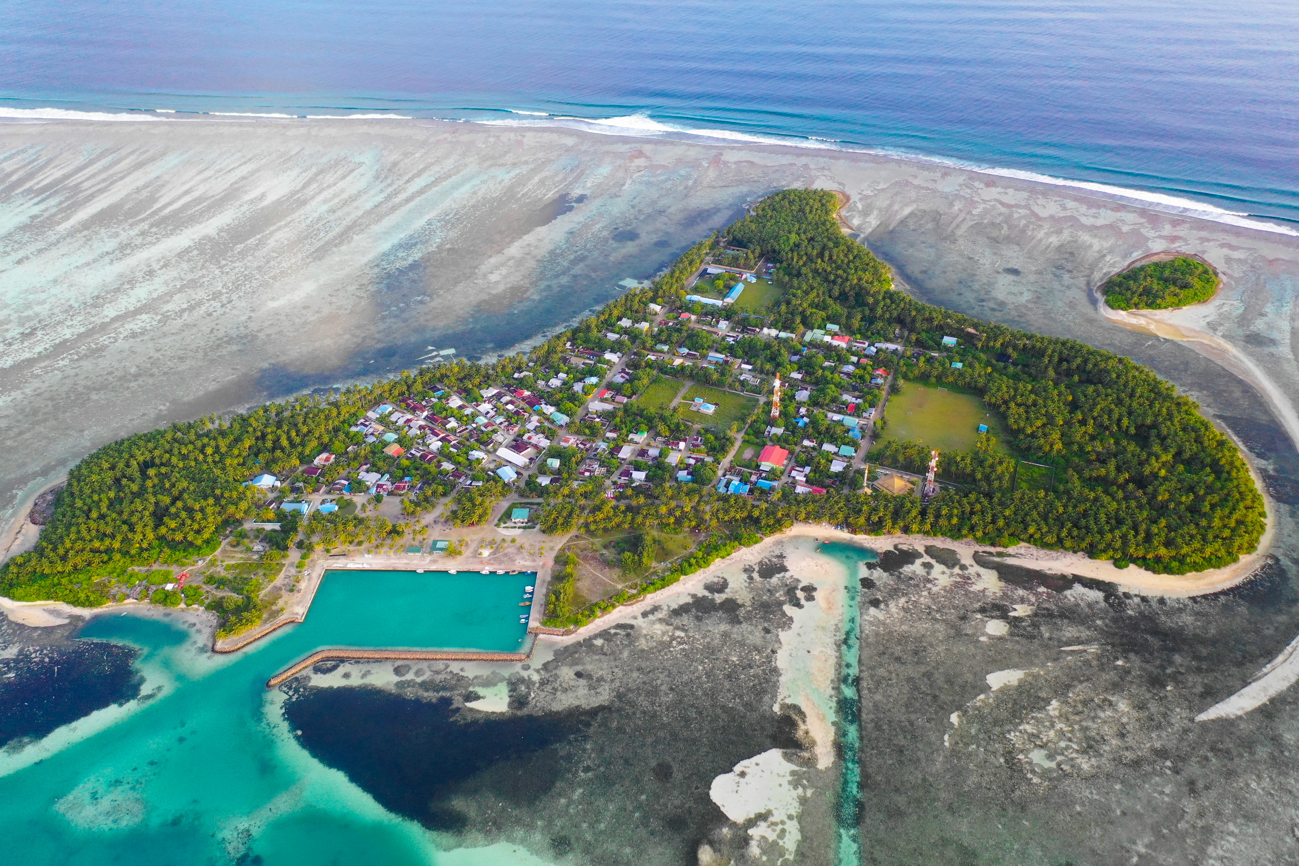 aerial photograph of island